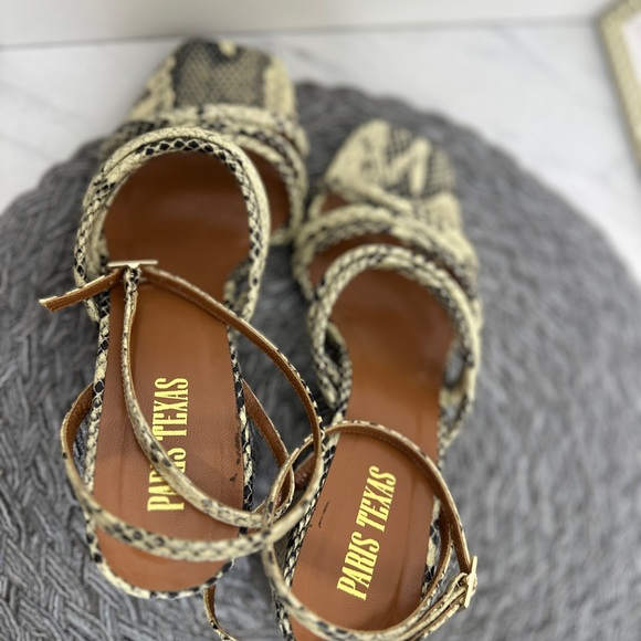 Paris Texas Snakeskin Block Heel Sandals - Picture 7 of 9